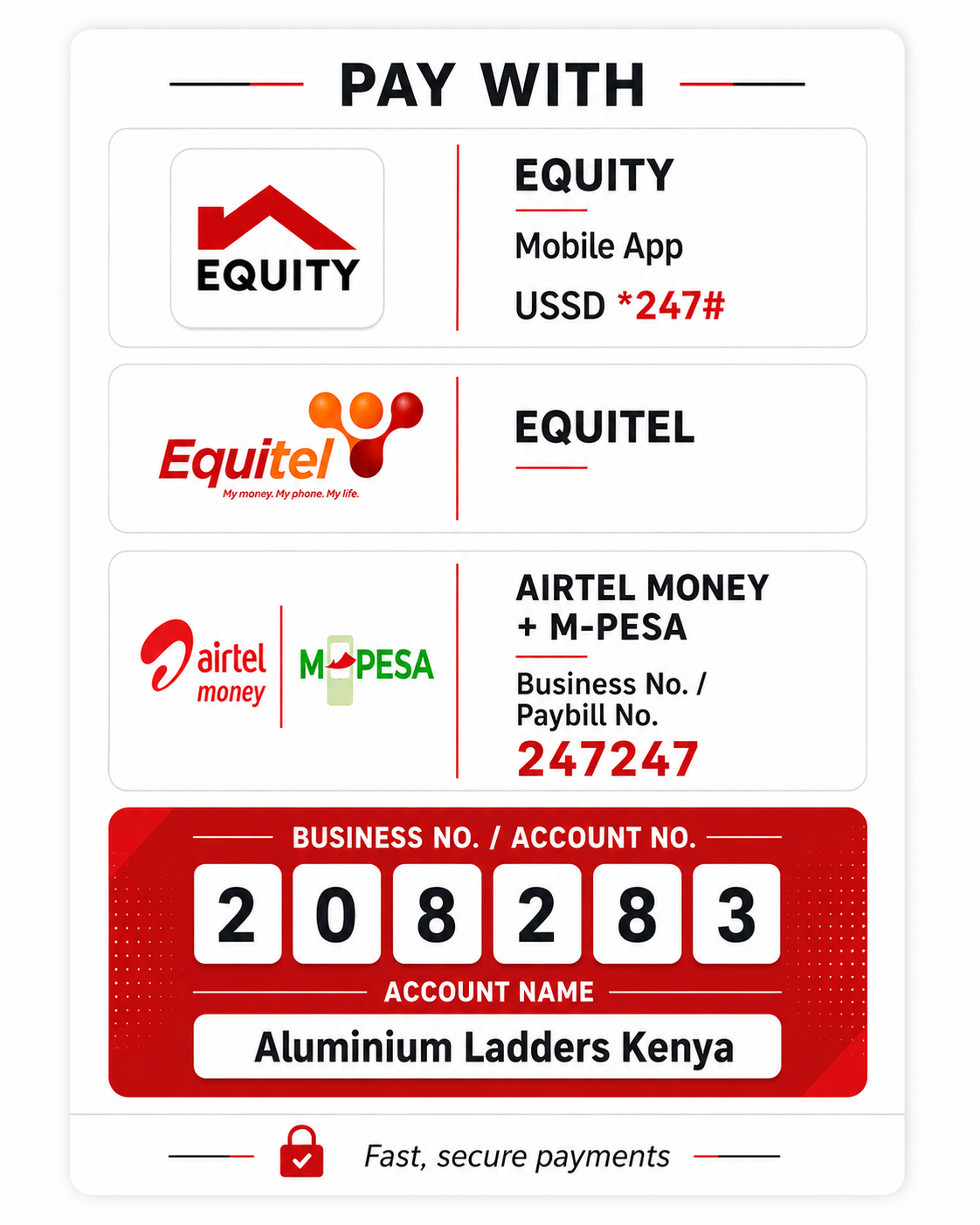 Accepted payment methods